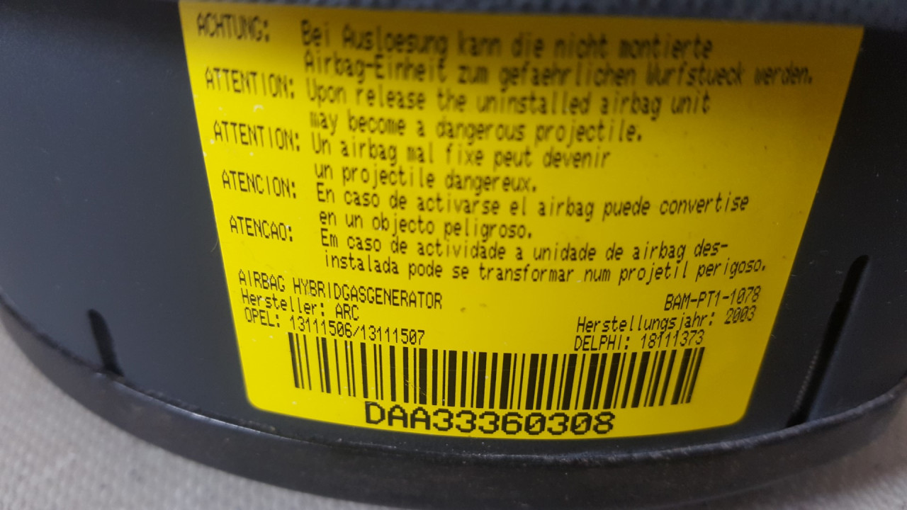 AIRBAG VOLANA OPEL CORSA C > 00-03 13111506