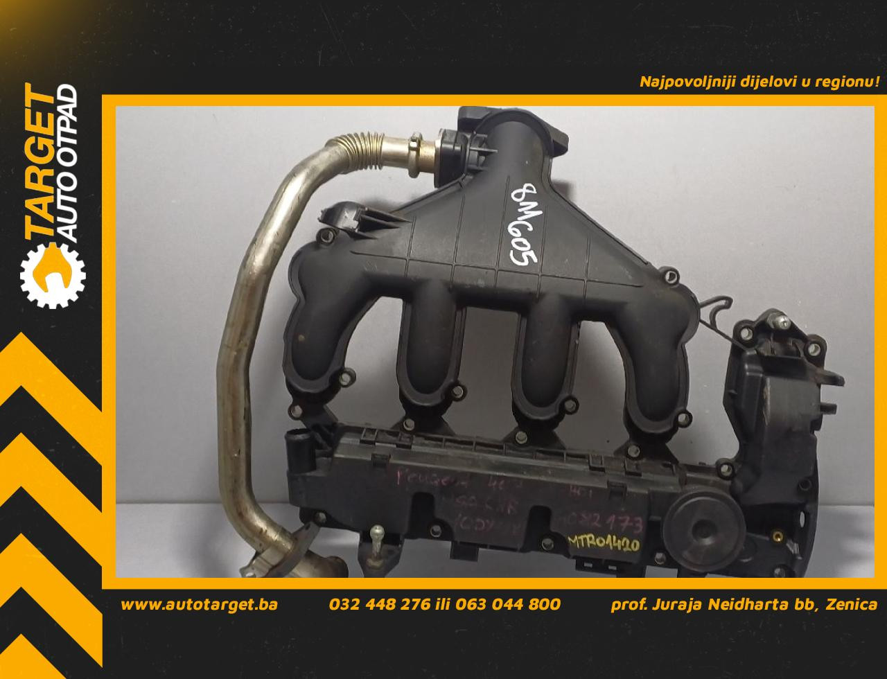 DIJELOVI USISNA GRANA PEUGEOT 407 > 04-07 2.0 9662688980