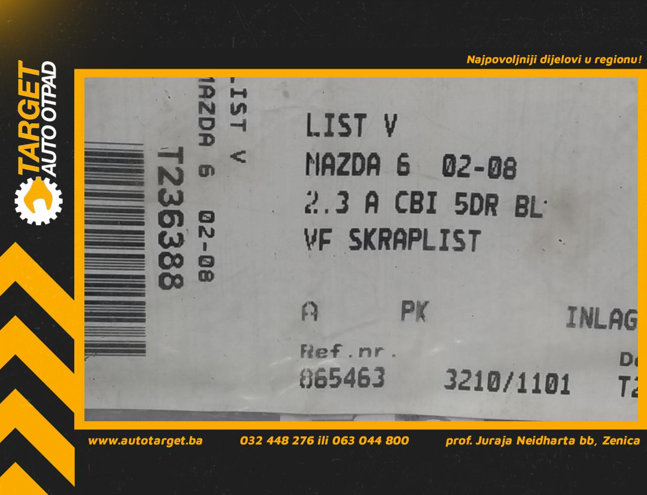 DIJELOVI LAJSNA MAZDA 6 > 02-05