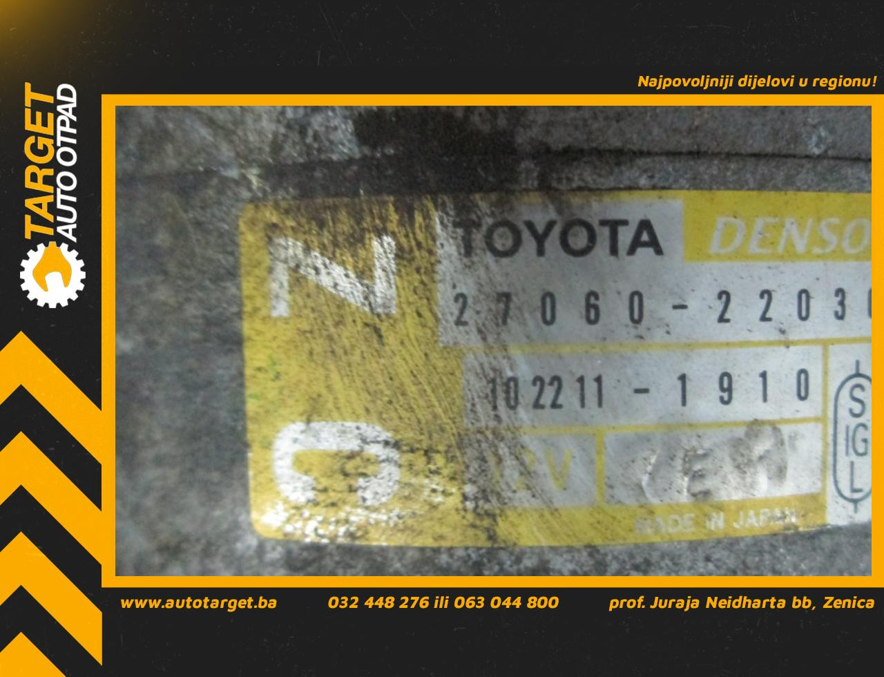 DIJELOVI ALTERNATOR TOYOTA COROLLA > 02-04 1.8 2706022030