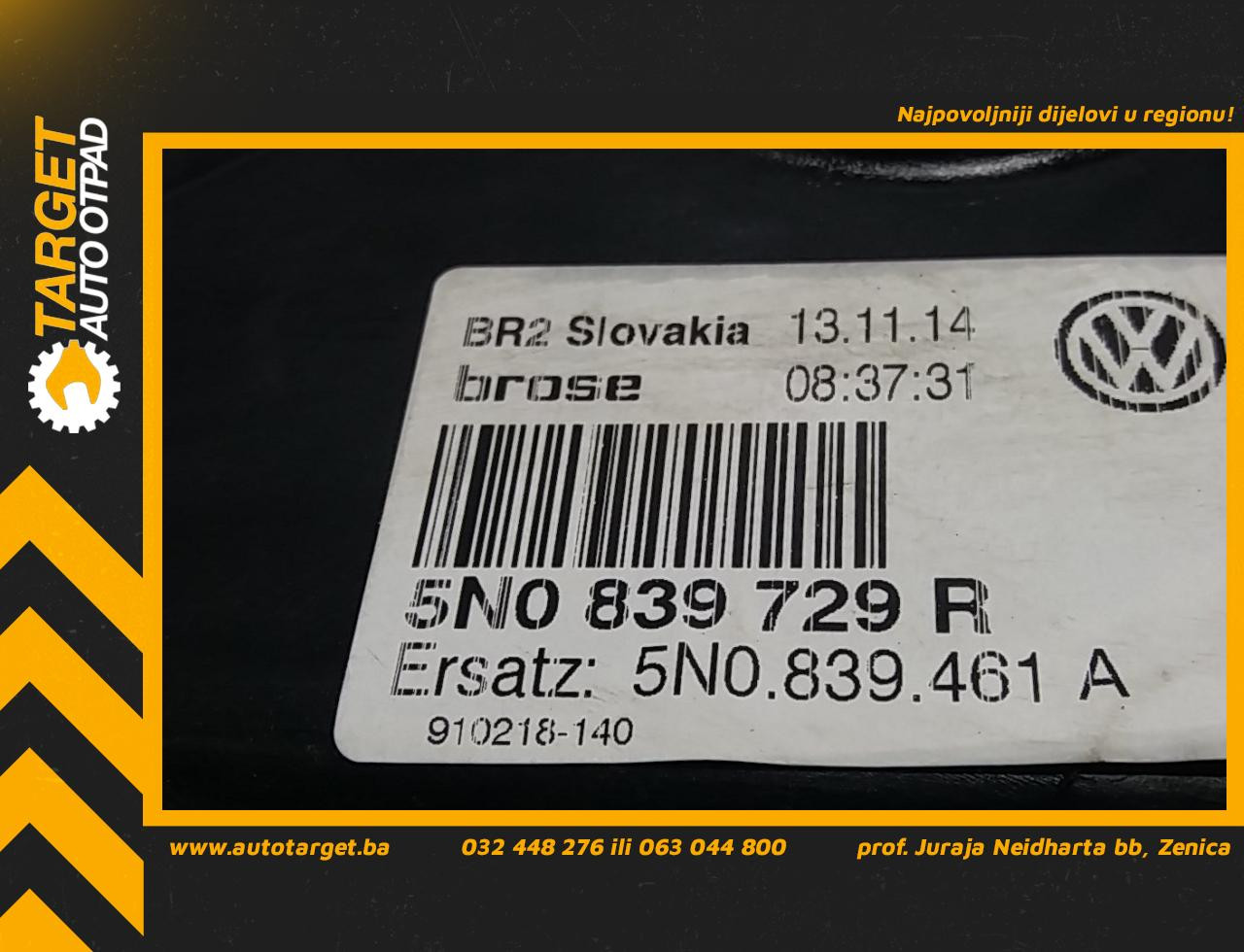 DIJELOVI ELEKTRO PODIZAC STAKLA VW TIGUAN > 11-15 2.0 5N0839729R