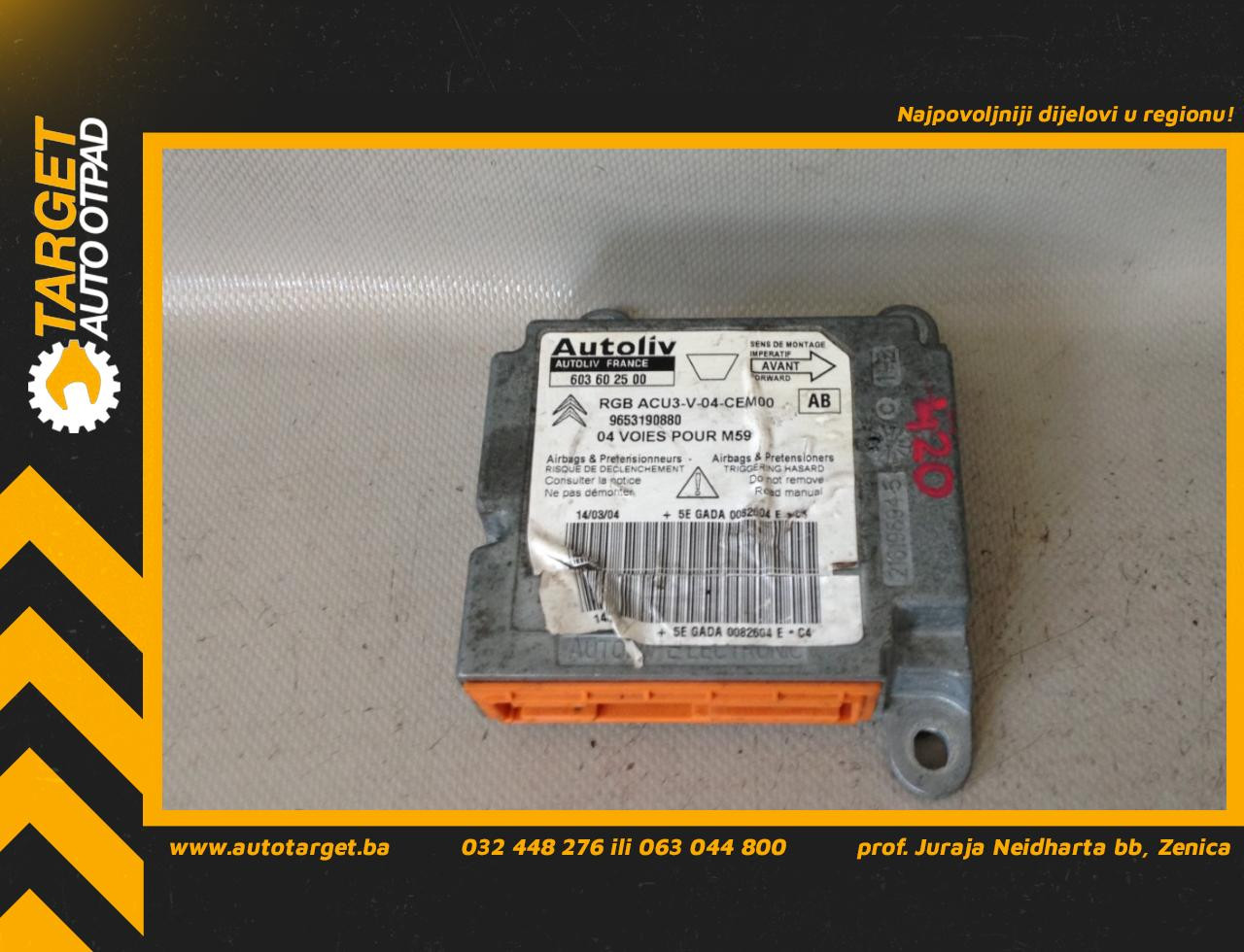 ELEKTRONIKA AIRBAGA CITROEN BERLINGO > 03-08 9653190880