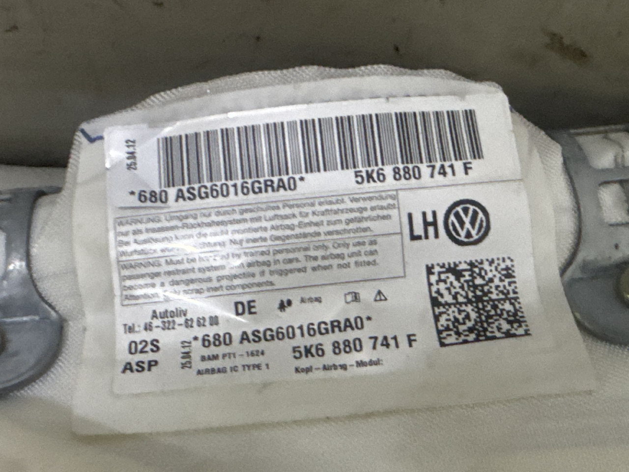 KROVNI AIRBAG VW GOLF 6 > 08-12 5K6880741F
