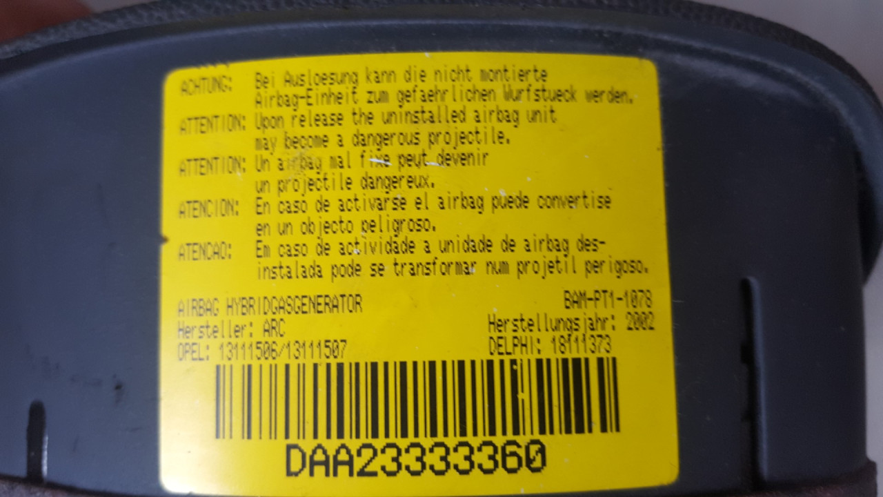 AIRBAG VOLANA OPEL CORSA C > 00-03 13111506