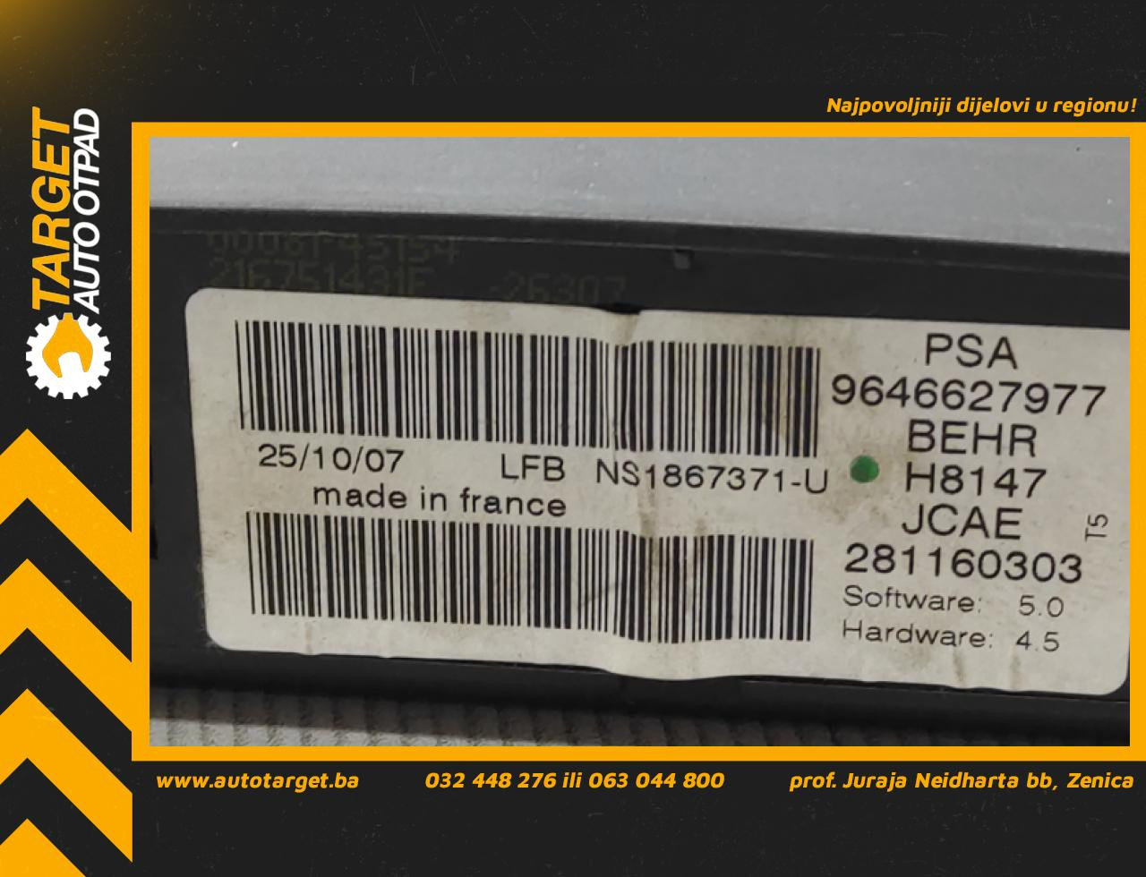 DIJELOVI PREKIDACI KLIME PEUGEOT 307 > 01-05 9646627977