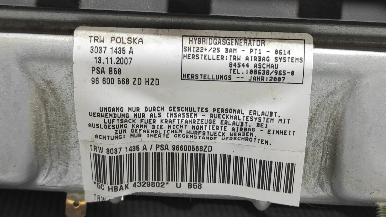 AIRBAG NOGU CITROEN C4 PICASSO > 07-10 96600568ZD