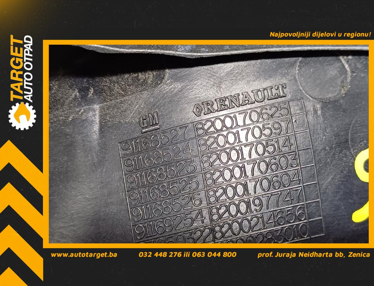 DIJELOVI RUCKA VRATA RENAULT TRAFIC > 00-06 8200170625
