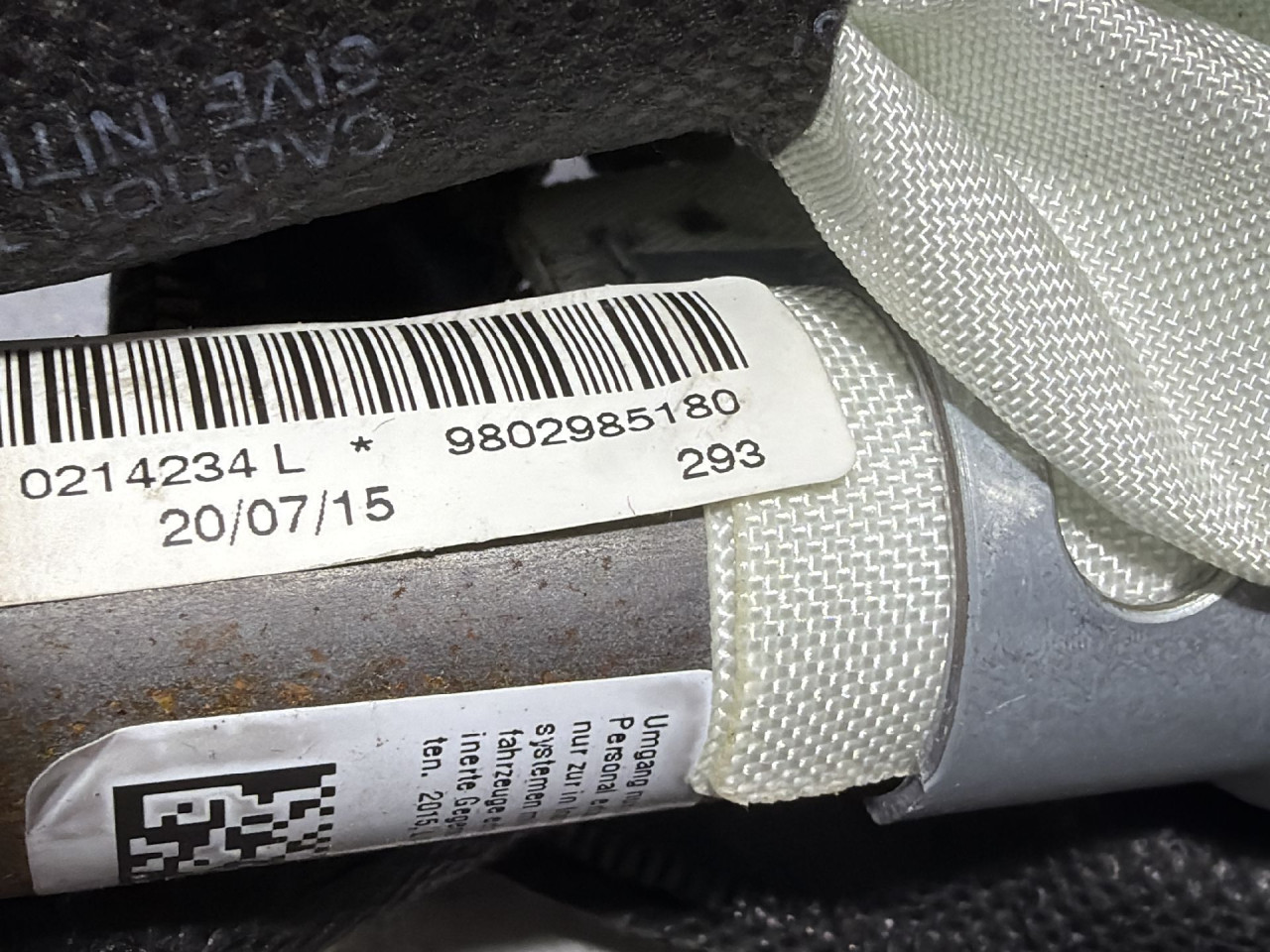 DIJELOVI KROVNI AIRBAG PEUGEOT 508 > 14-18 2.0 9802985180