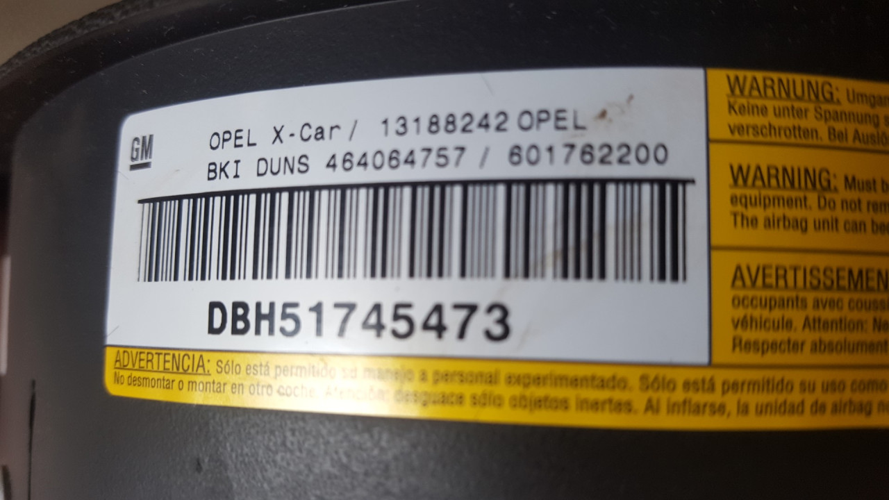 DIJELOVI AIRBAG VOLANA OPEL CORSA C > 03-06 13188242