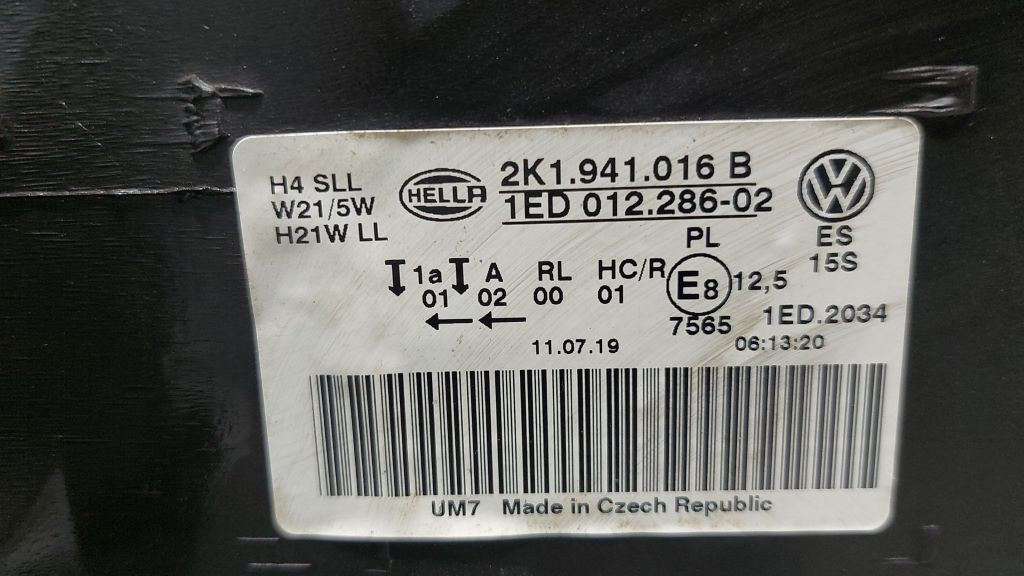 DIJELOVI FAR OSTECEN VW CADDY > 15-20 2K1941016B
