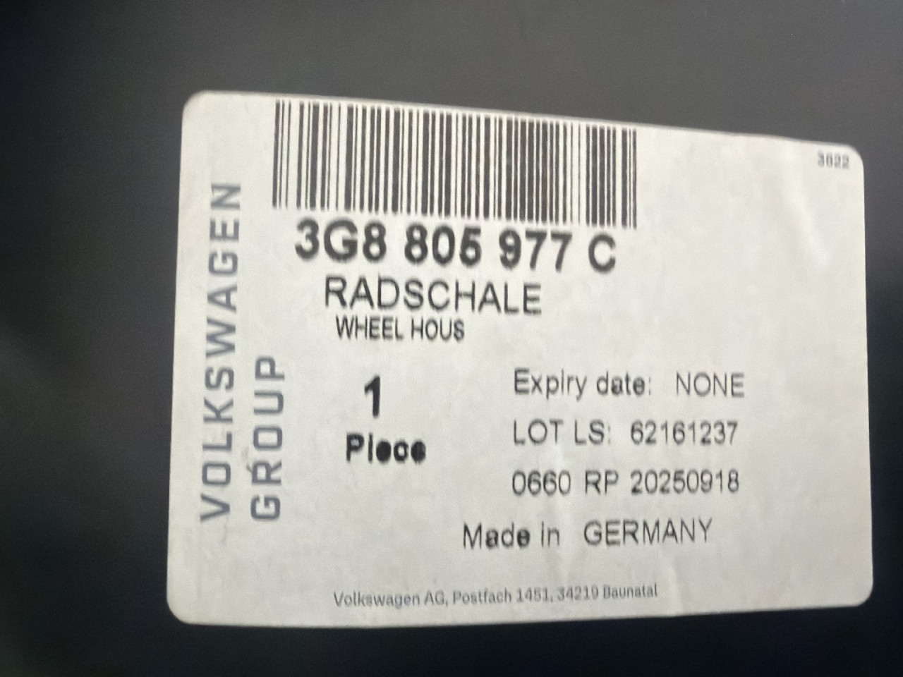 DIJELOVI UNUTRASNJI BLATOBRAN VW ARTEON > 17-20 3G8805977C