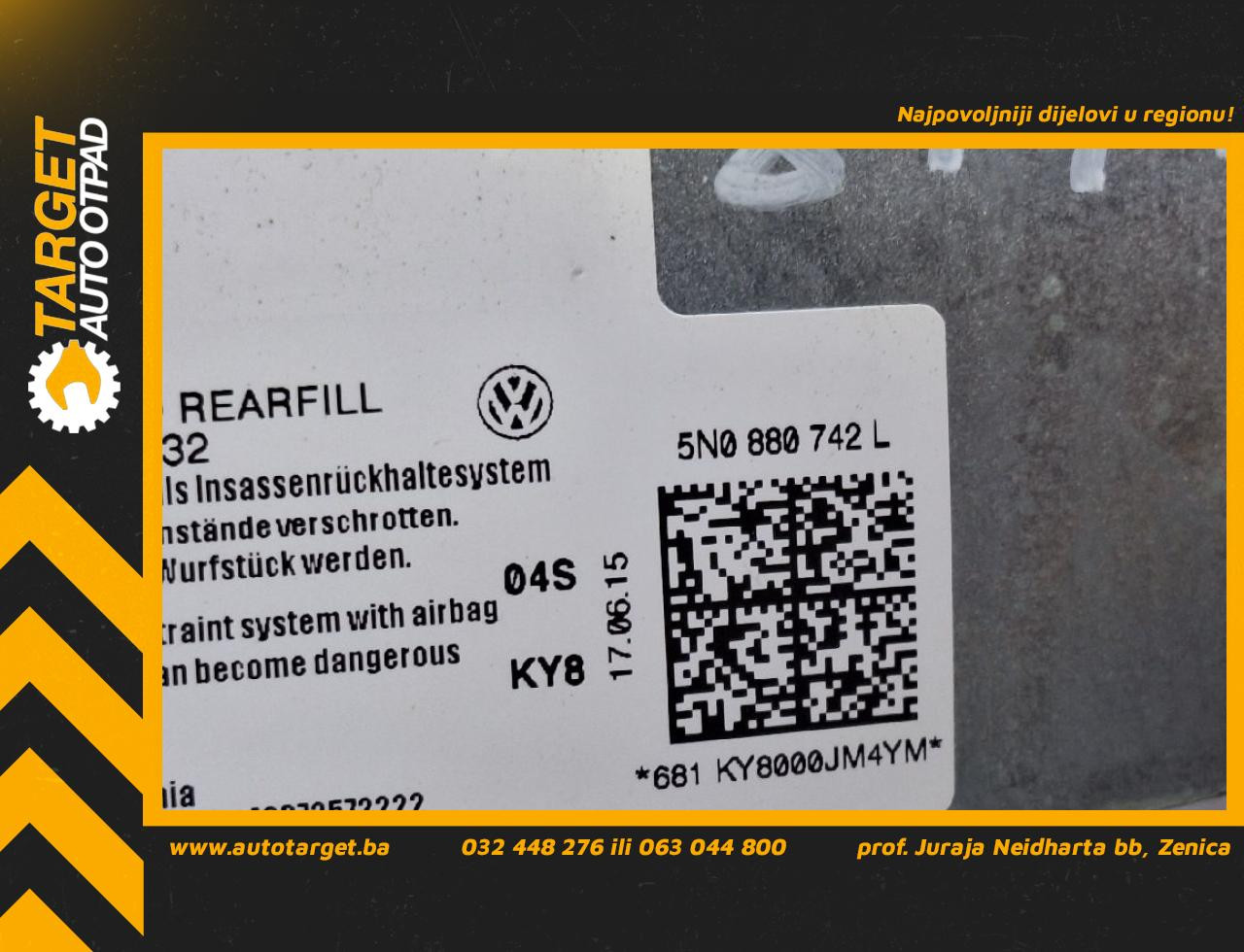 DIJELOVI KROVNI AIRBAG VW TIGUAN > 11-15 2.0 5N0880742L