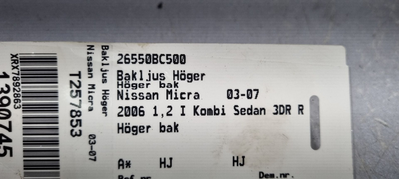 STOP SVJETLO NISSAN MICRA > 05-07 26550BC500