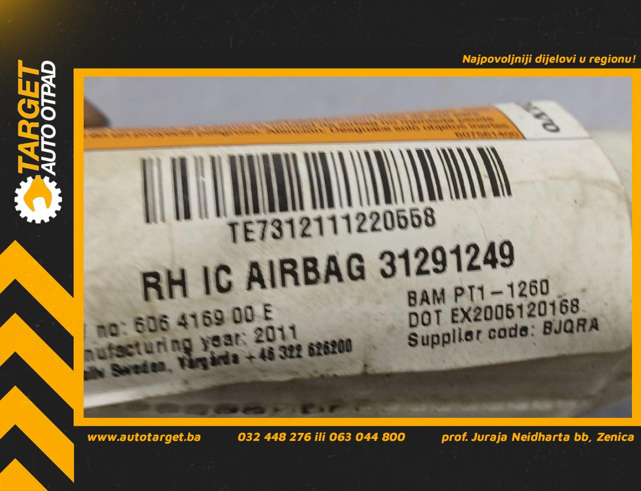 DIJELOVI KROVNI AIRBAG VOLVO V70 > 08-11 2.0 31291249