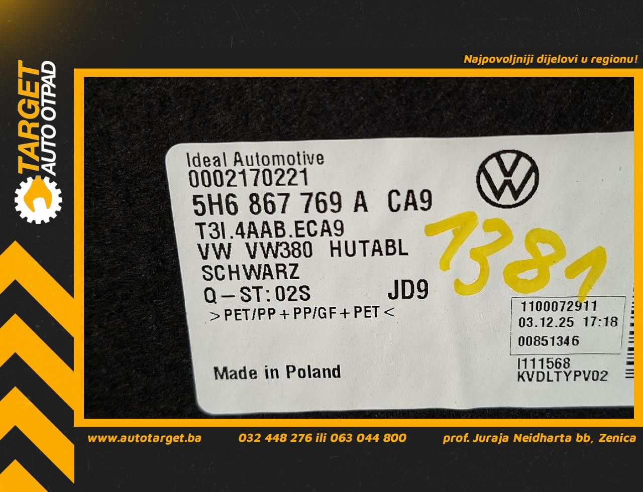 DIJELOVI DASKA GEPEKA VW GOLF 8 > 19- 2.0 5H6867769A