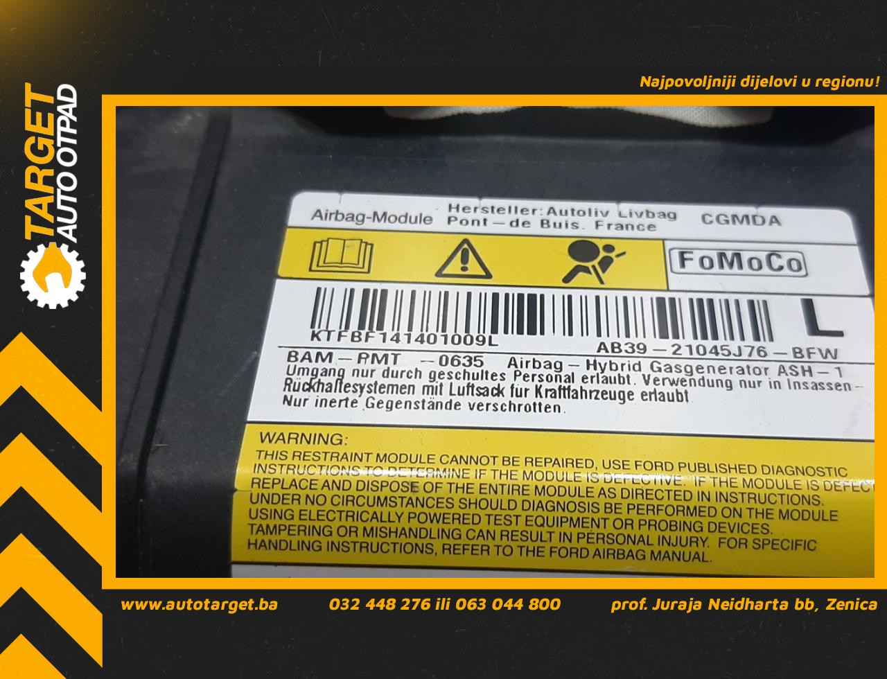 DIJELOVI AIRBAG NOGU FORD RANGER > 11-15 2.2 AB3921045J76