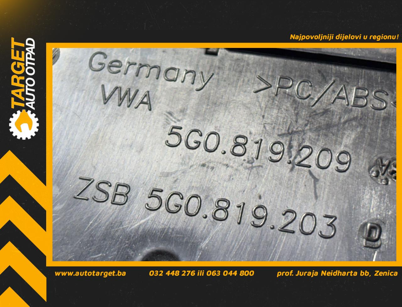 DIJELOVI RESETKA VENTILACIJE VW GOLF 7 > 12-16 1.6 5G0819209