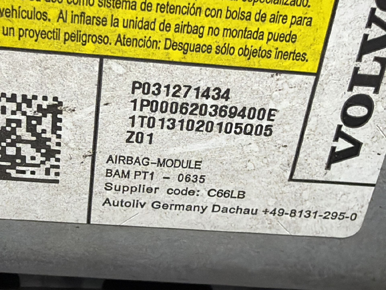DIJELOVI AIRBAG NOGU VOLVO V40 > 12-16 2.0 P031271434