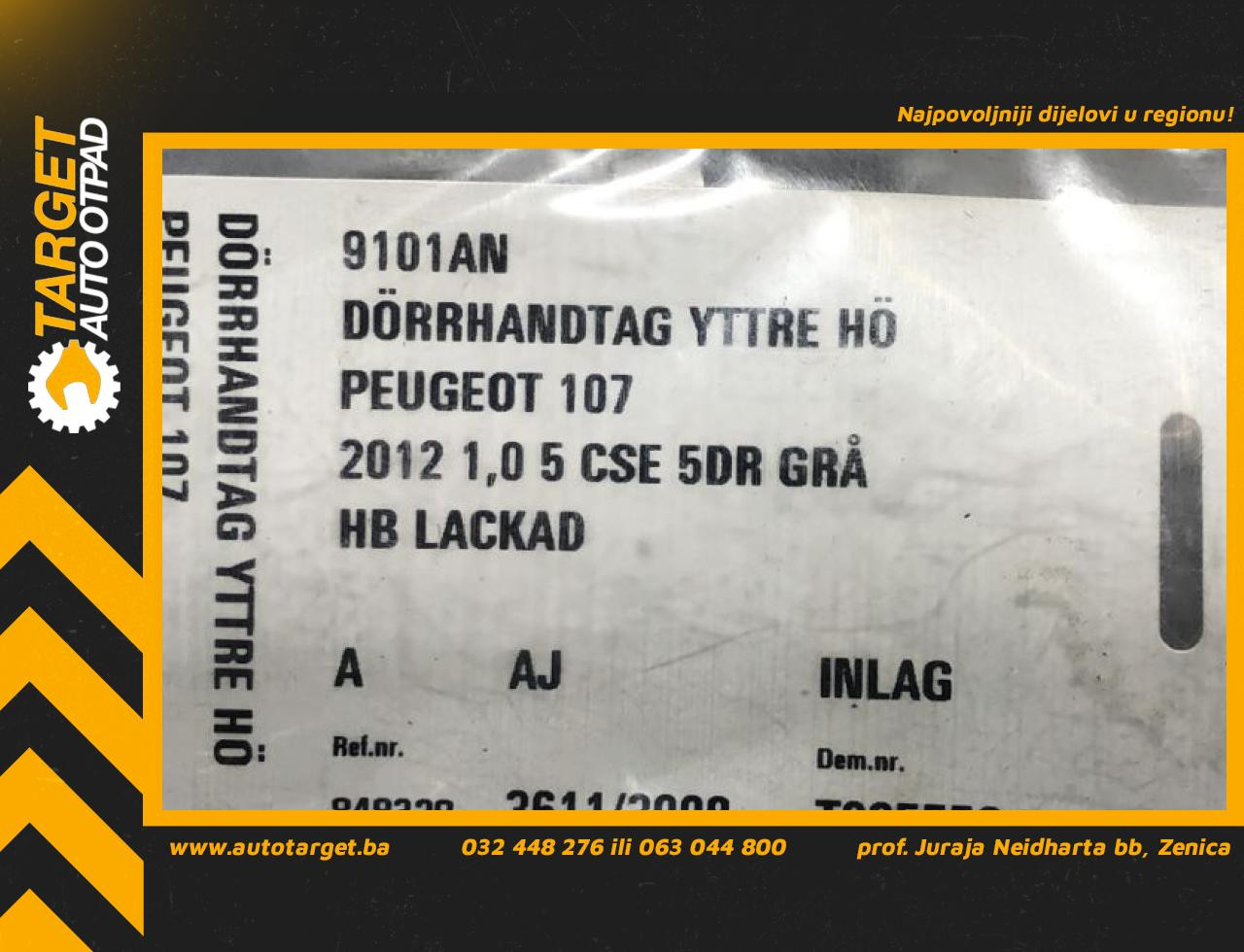 DIJELOVI RUCKA VRATA PEUGEOT 107 > 12-13