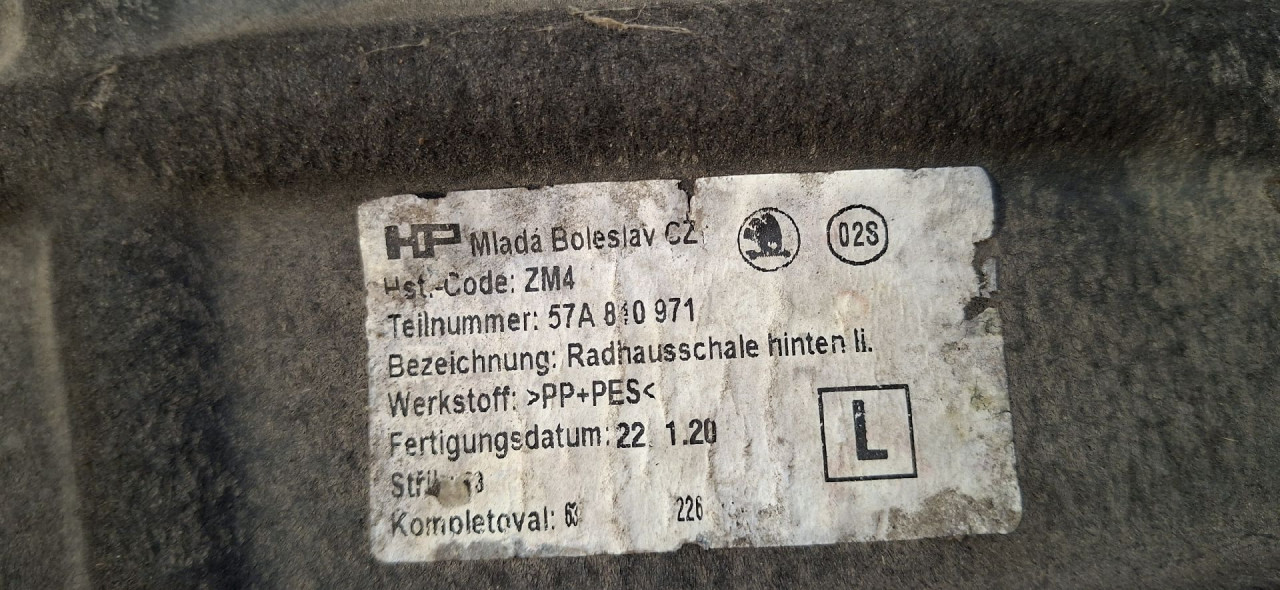 DIJELOVI UNUTRASNJI BLATOBRAN SKODA KAROQ > 17- 57A810971