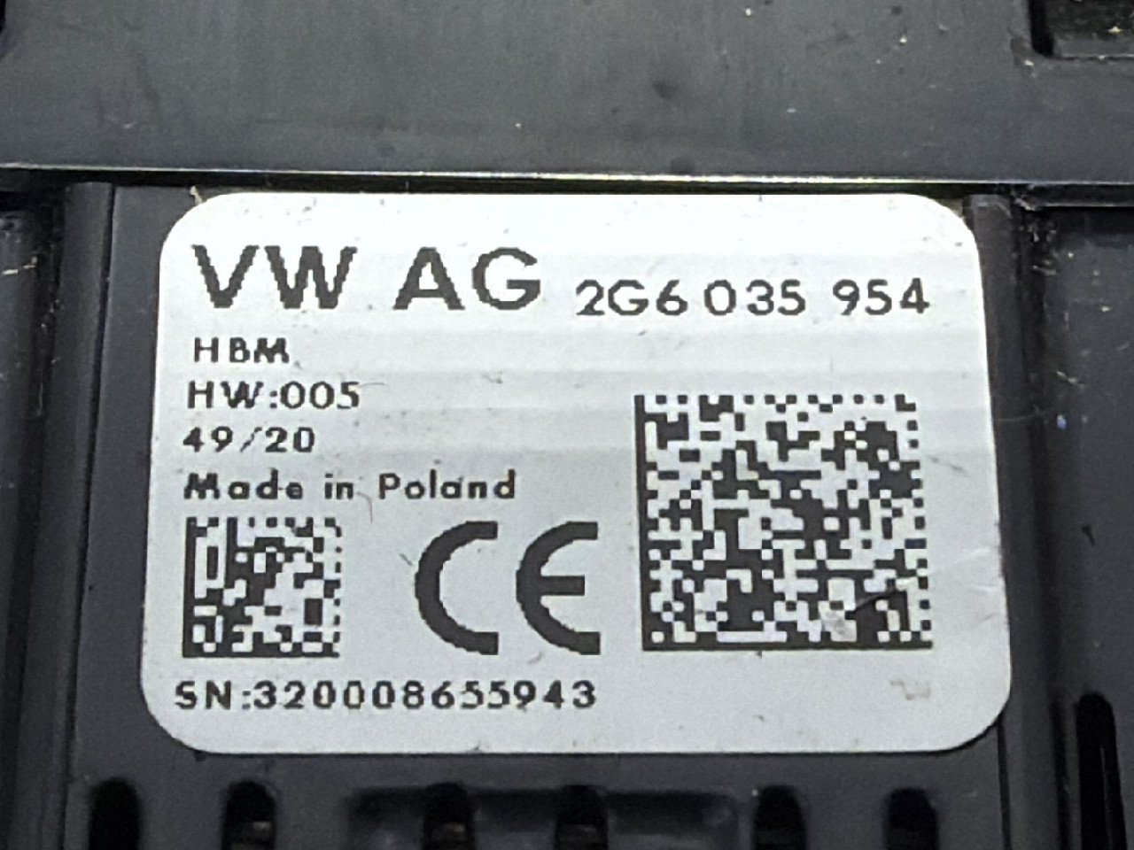 DIJELOVI PREKIDAC VW T-ROC > 17- 1.0 2G6035954