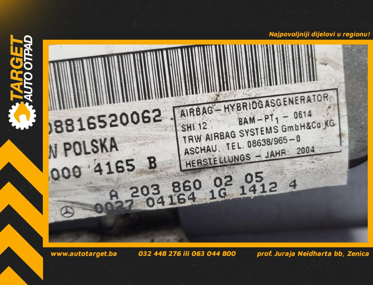 AIRBAG VRATA MERCEDES C KLASA (W203) > 00-04 A2038600205