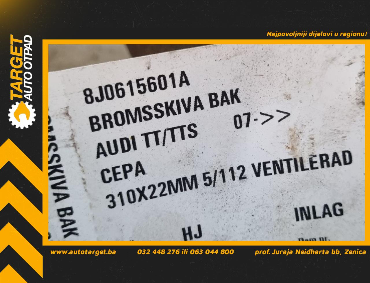 DIJELOVI KOCIONI DISK AUDI TT (8J) > 06-10 8J0615601A