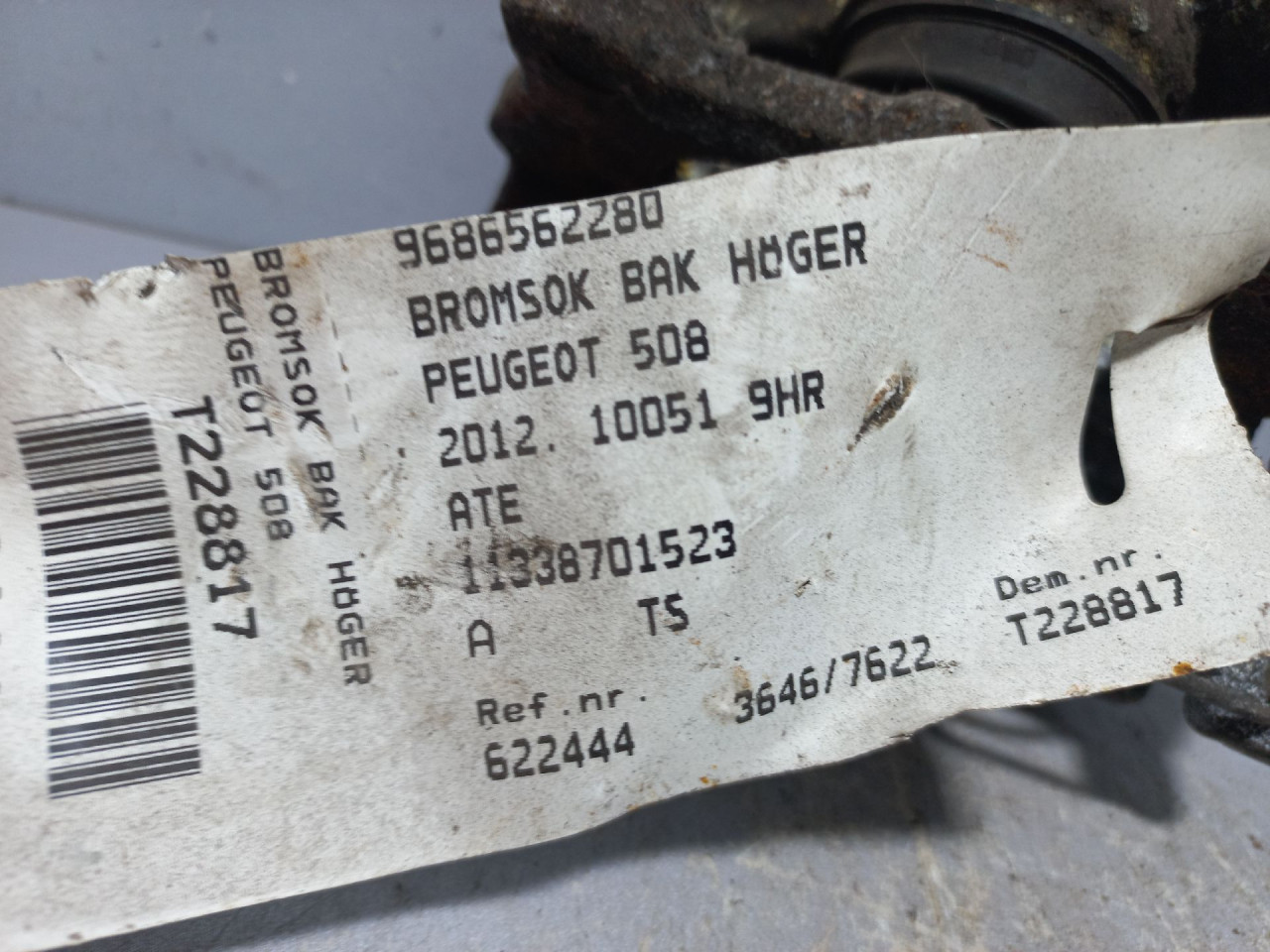 DIJELOVI KOCIONA KLJESTA PEUGEOT 508 > 11-14 9686562280