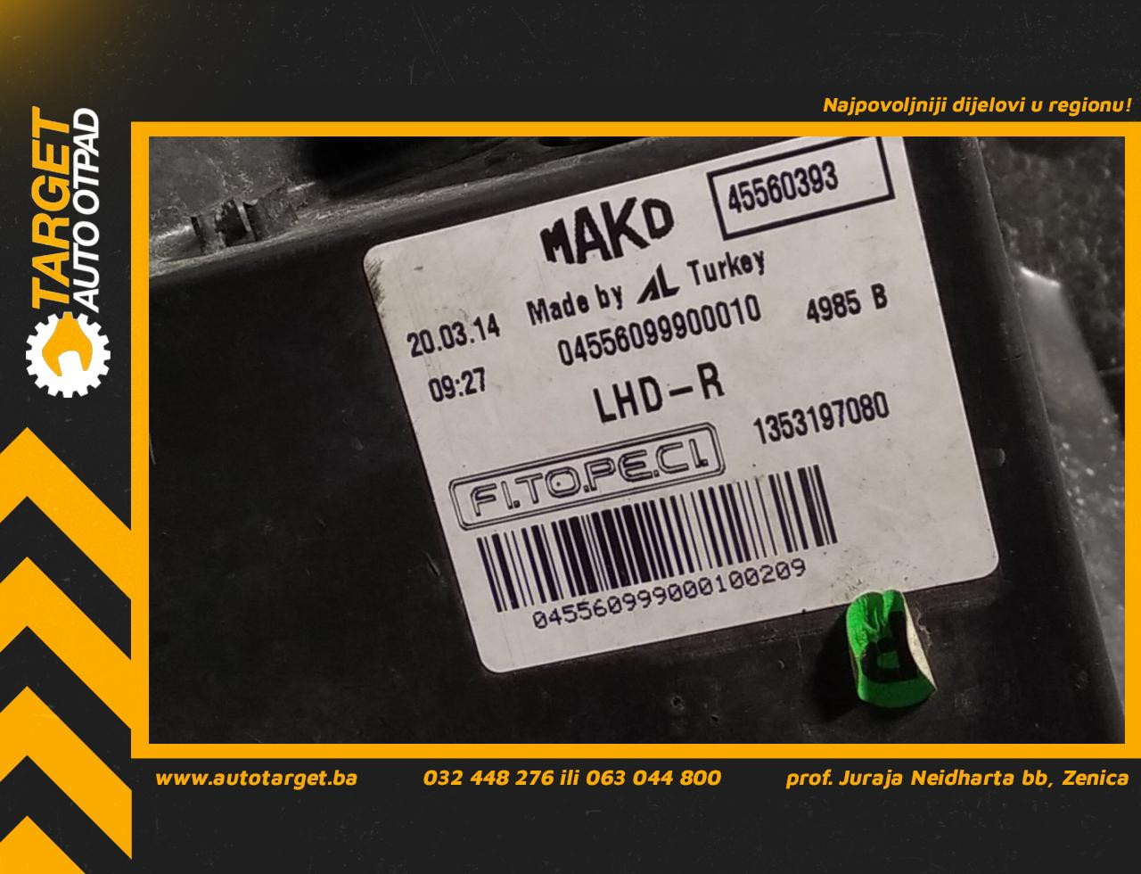 DIJELOVI FAR FIAT QUBO > 08-16 1.3 45560757
