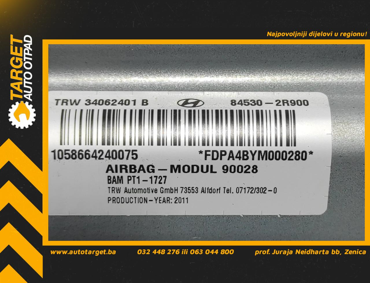 DIJELOVI AIRBAG SUVOZACA HYUNDAI I30 > 10-12 1.6 845302R900