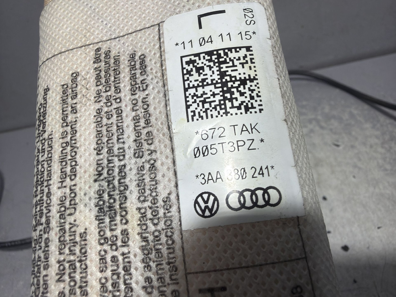 DIJELOVI AIRBAG SJEDISTA VW PASSAT B7 > 10-14 3AA880241