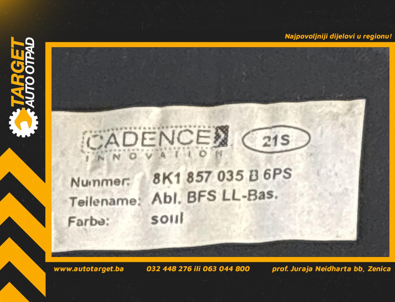 DIJELOVI KASETA AUDI A4 (B8) > 07-11 2.0 8K1857035B