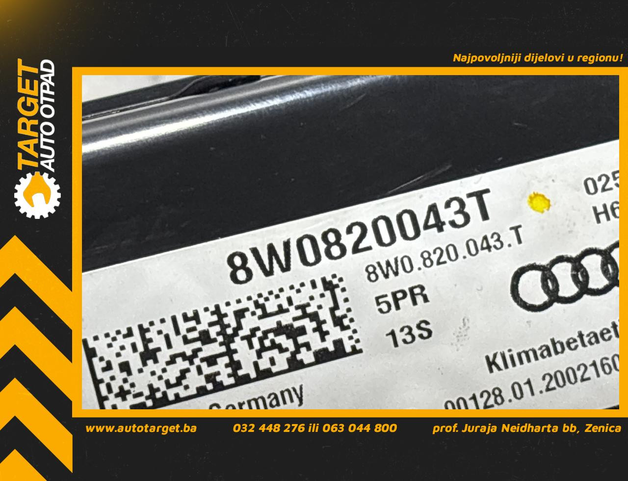 DIJELOVI PREKIDACI KLIME AUDI A4 (B9) > 19- 2.0 8W0820043T