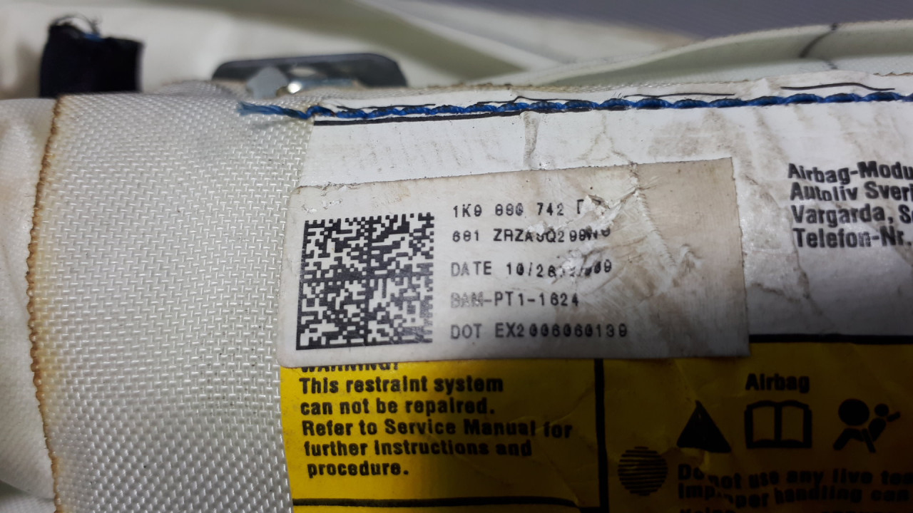 KROVNI AIRBAG VW GOLF 6 SW > 09-13 1K9880742D