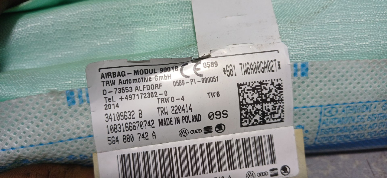 KROVNI AIRBAG VW GOLF 7 SW > 13- 5G4880742A