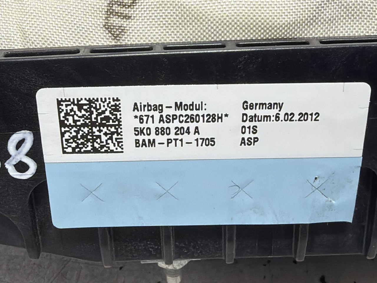 DIJELOVI AIRBAG SUVOZACA VW GOLF 6 > 08-12 5K0880204A