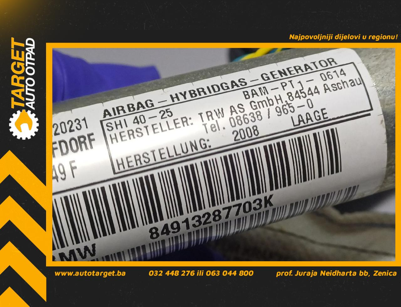 KROVNI AIRBAG BMW SERIJA 1 (E87/E81) > 07-11 84913287703K