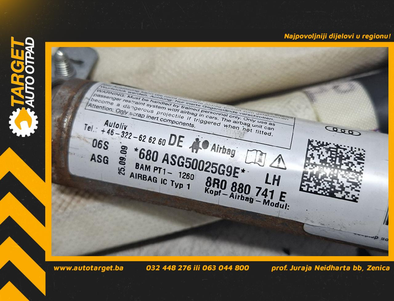 DIJELOVI KROVNI AIRBAG AUDI Q5 > 08-11 2.0 8R0880741E