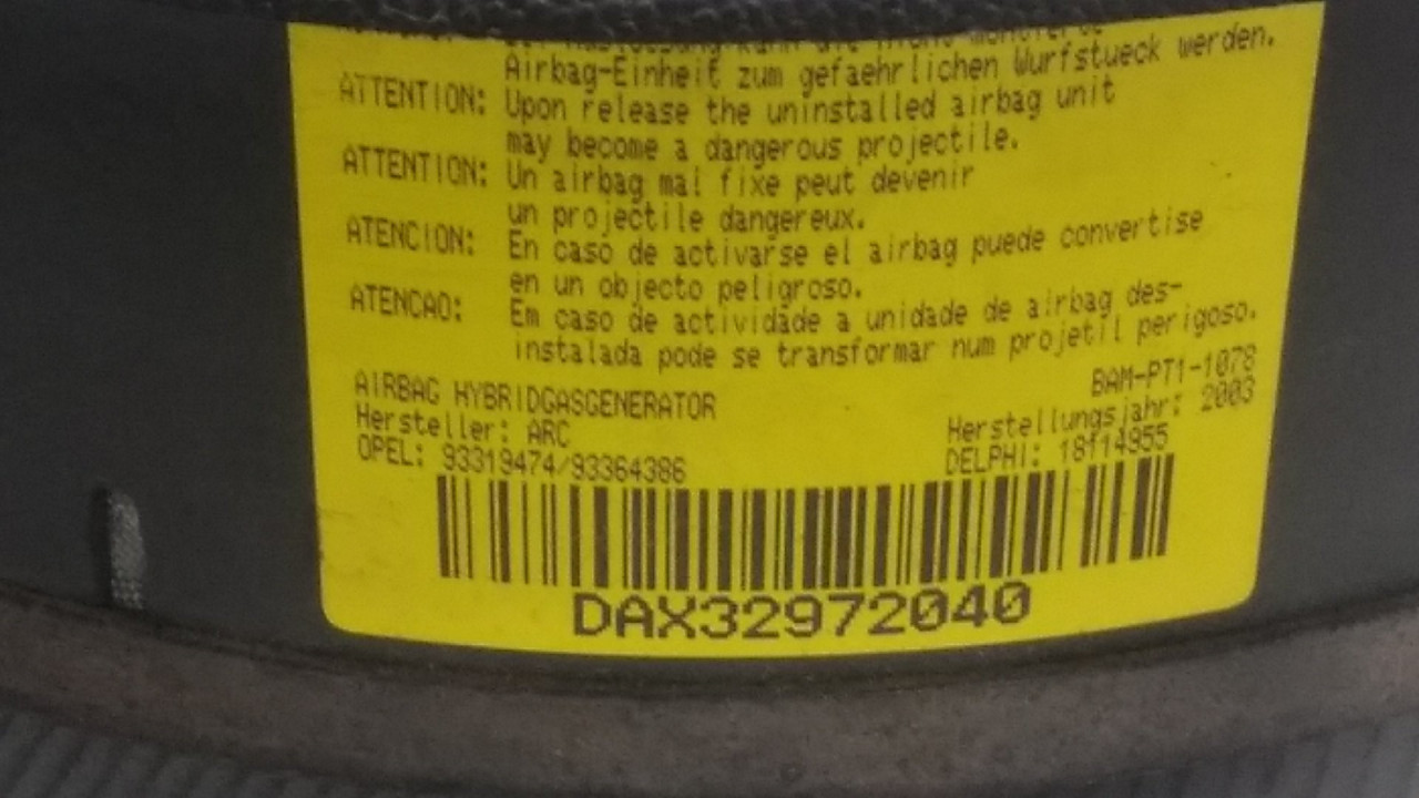 AIRBAG VOLANA OPEL MERIVA > 03-06 93319474