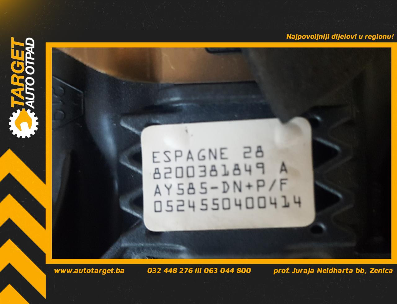 DIJELOVI AIRBAG VOLANA RENAULT MEGANE > 02-05 8200381849A