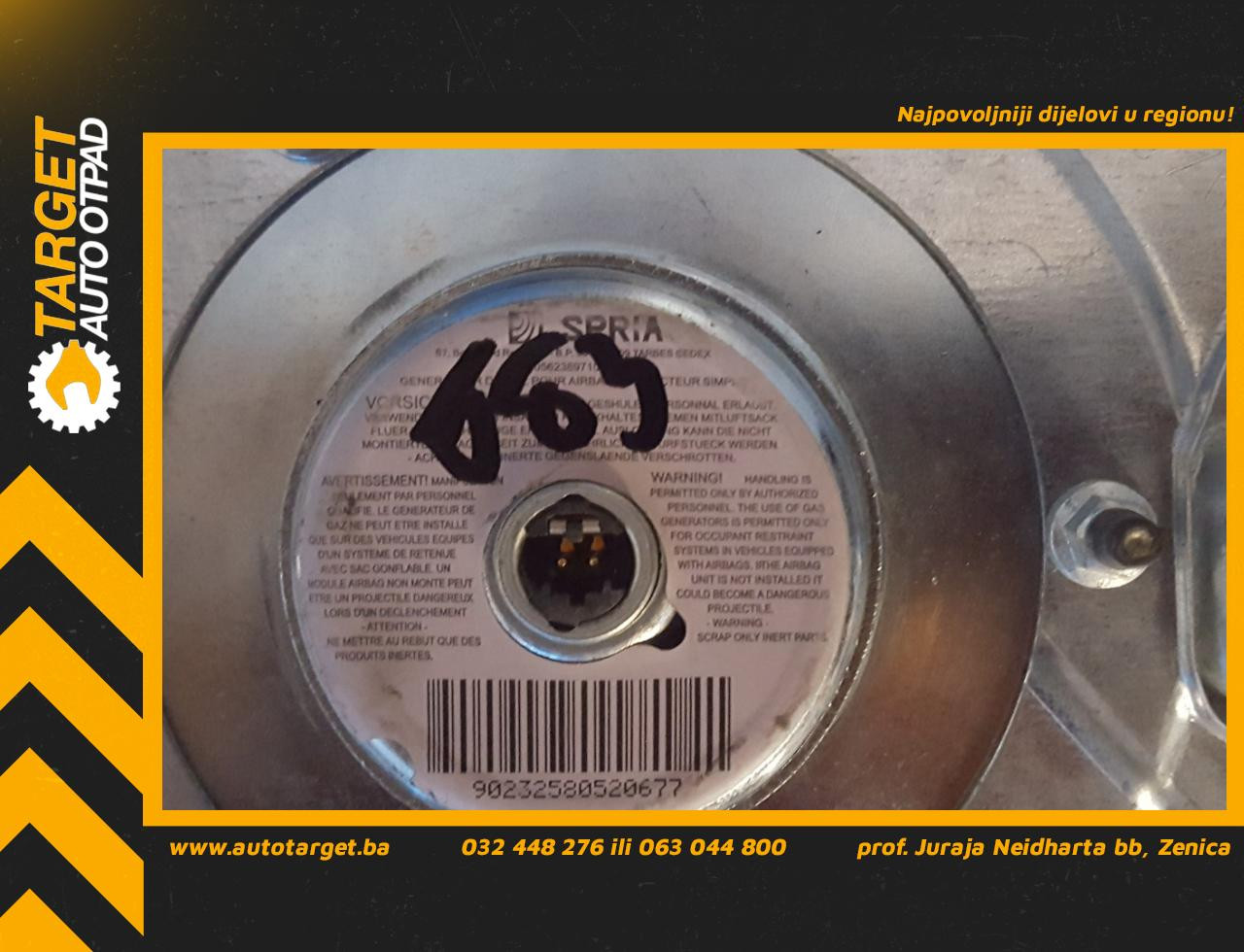 DIJELOVI AIRBAG VOLANA DACIA LOGAN > 05-08 8200546962