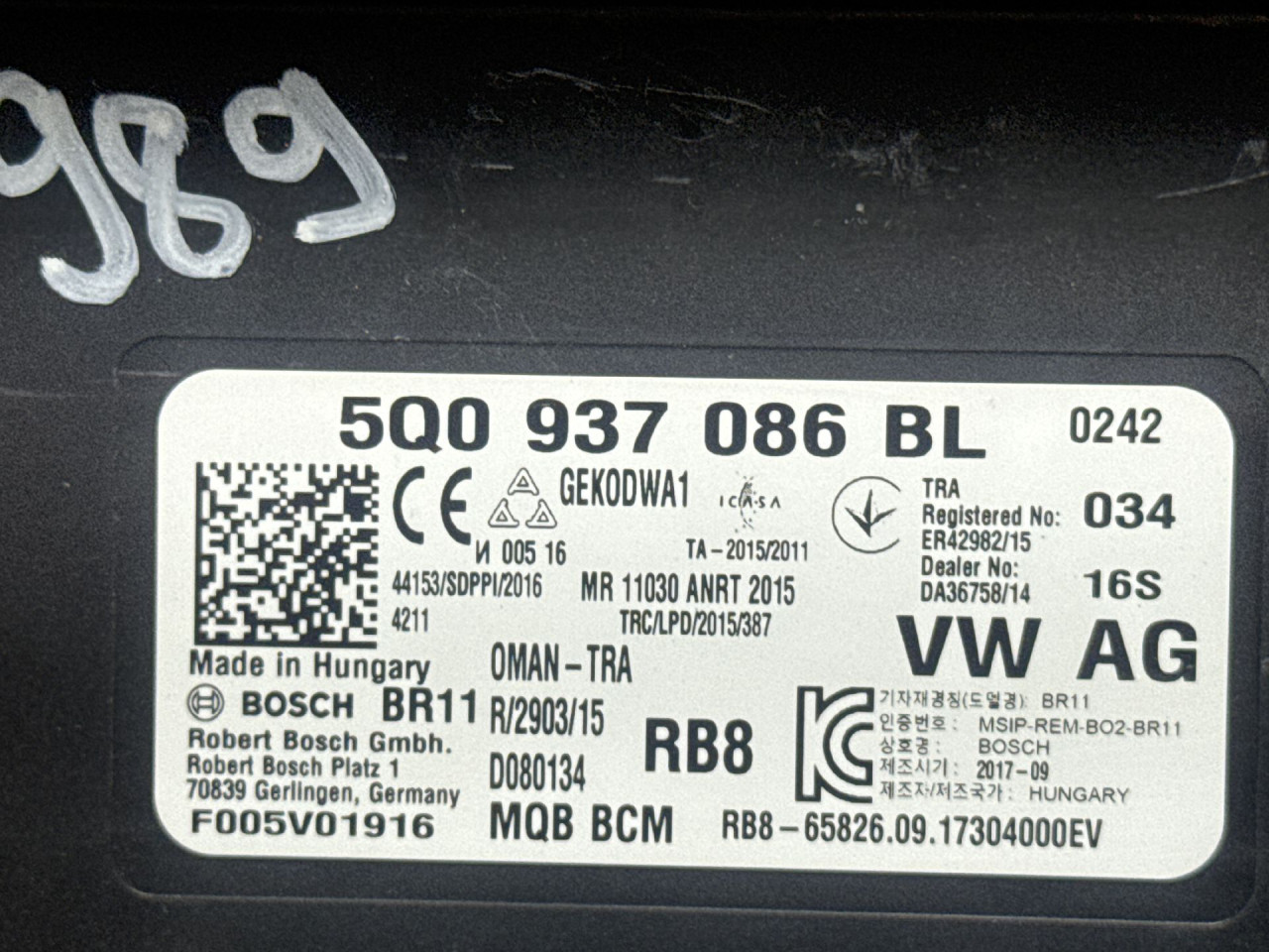 BCM ELEKTRONIKA VW GOLF 7 FACELIFT > 16-20 5Q0937086BL