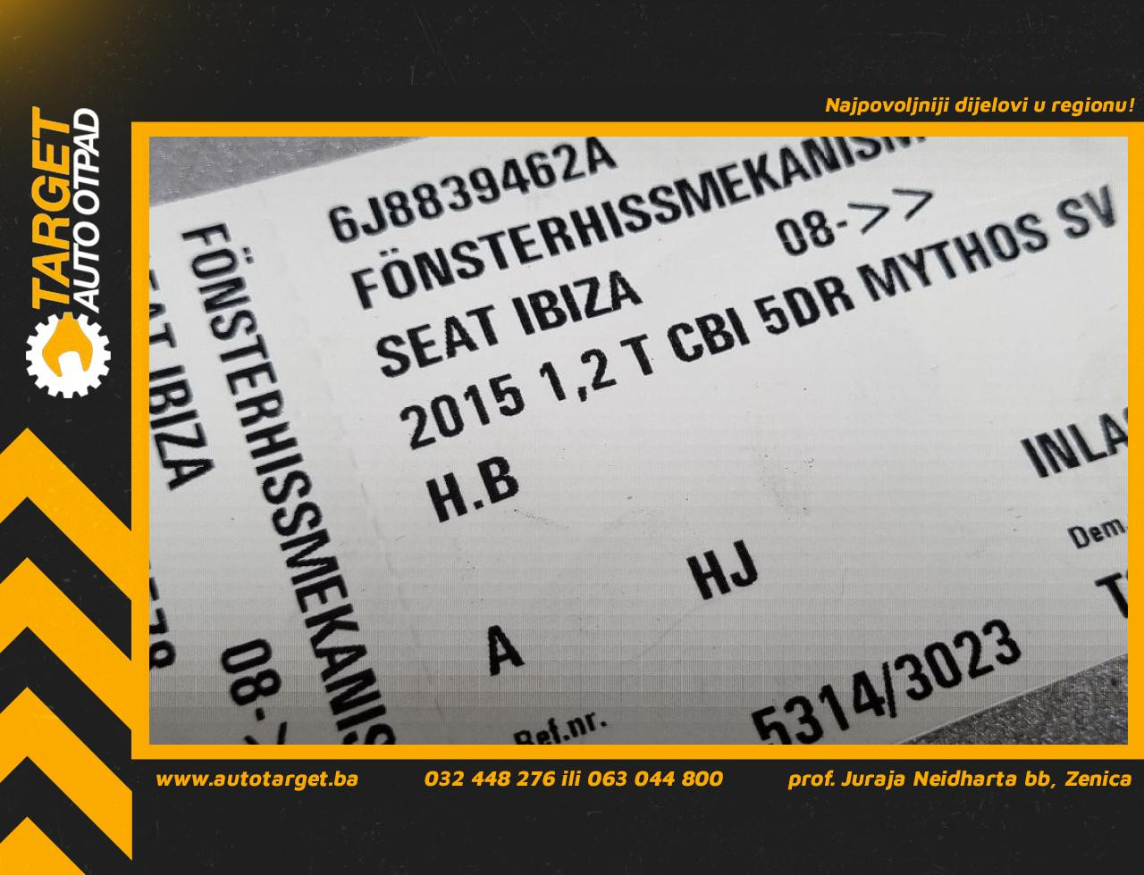 ELEKTRO PODIZAC STAKLA SEAT IBIZA > 08-12 6J8839462A