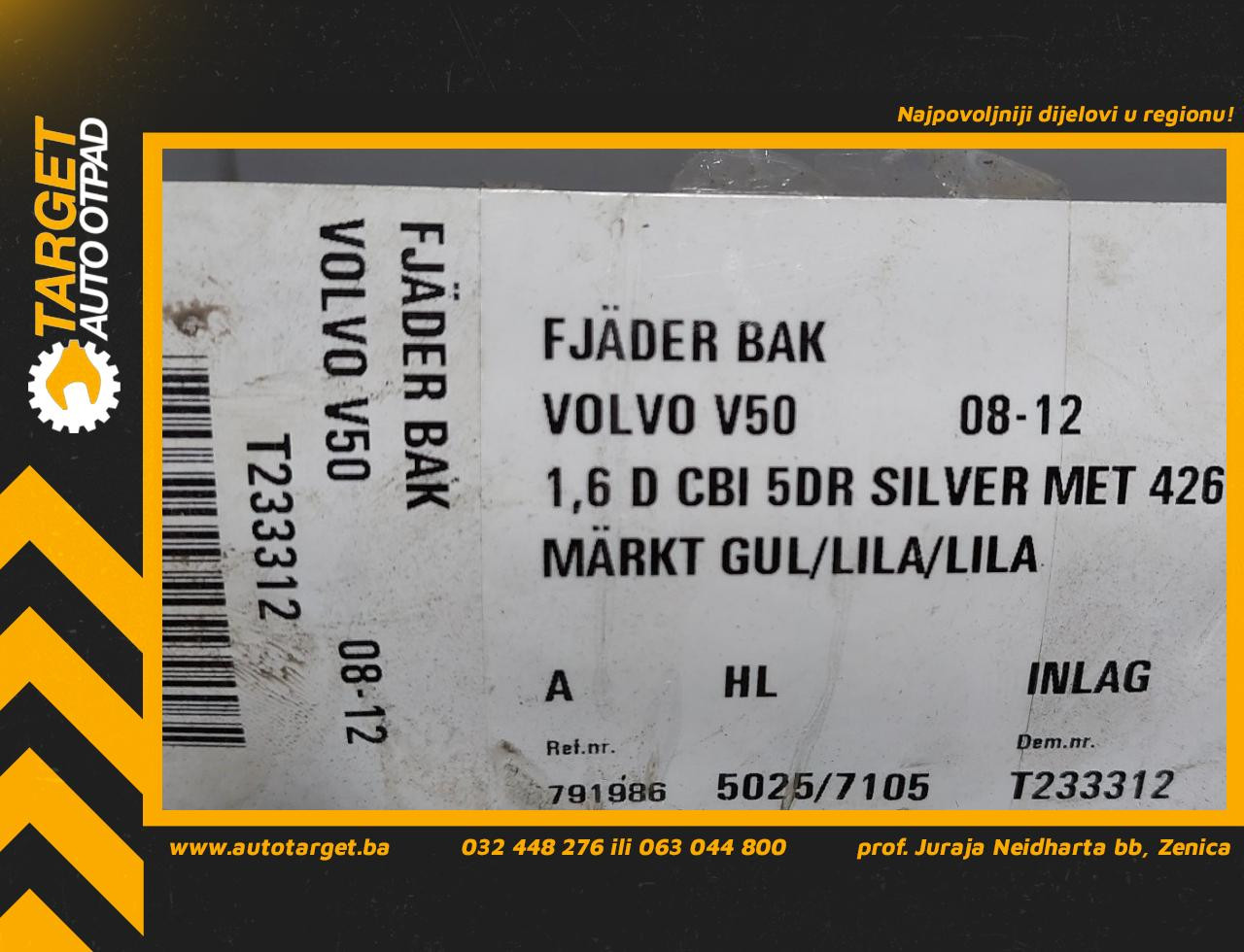 DIJELOVI OPRUGA AMORTIZERA VOLVO S40/V50 > 07-12