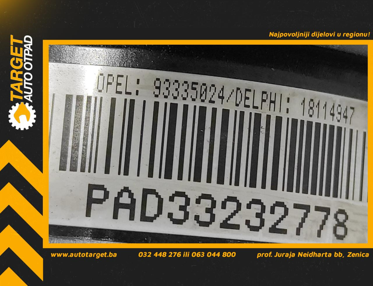 DIJELOVI AIRBAG SUVOZACA OPEL MERIVA > 03-06 93335024