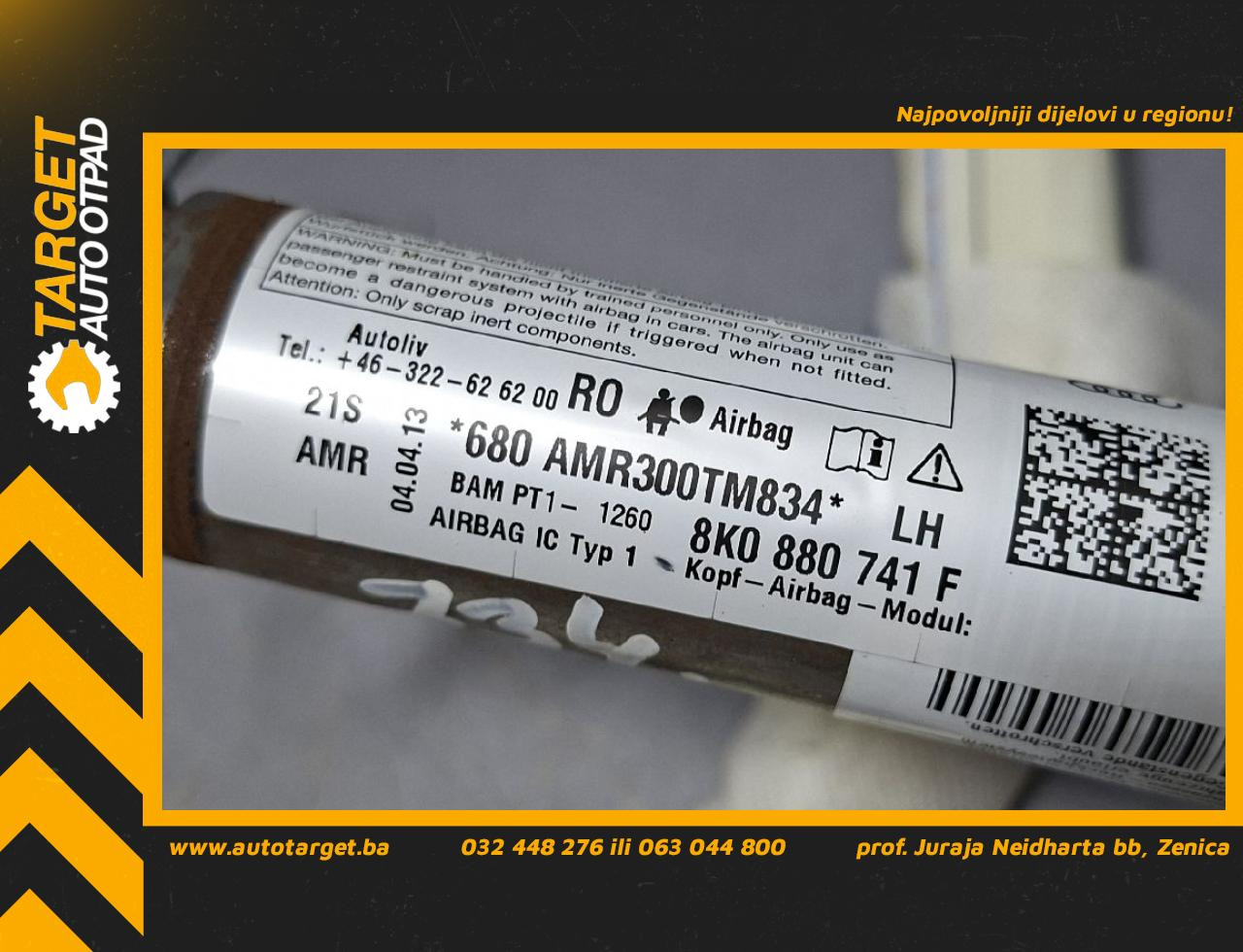 DIJELOVI KROVNI AIRBAG AUDI A4 (B8) > 12-15 3.0 8K0880741F
