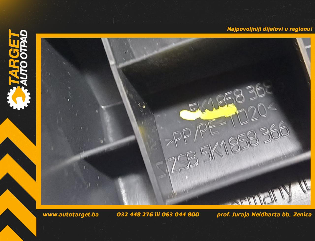 DIJELOVI PLASTIKA VW GOLF 6 > 08-12 5K1858366B