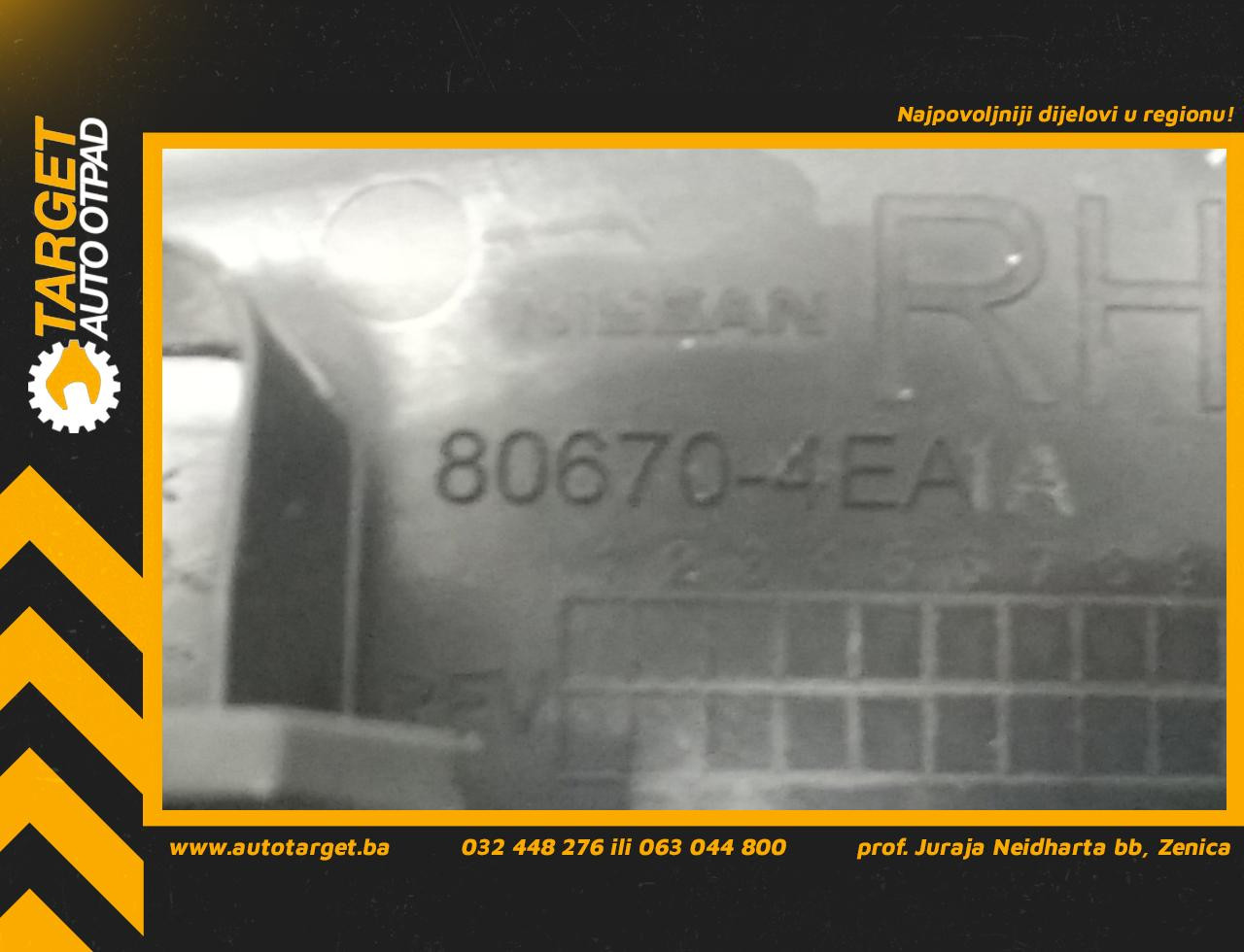UNUTRASNJA RUCKA VRATA NISSAN QASHQAI > 14-17 806704EA