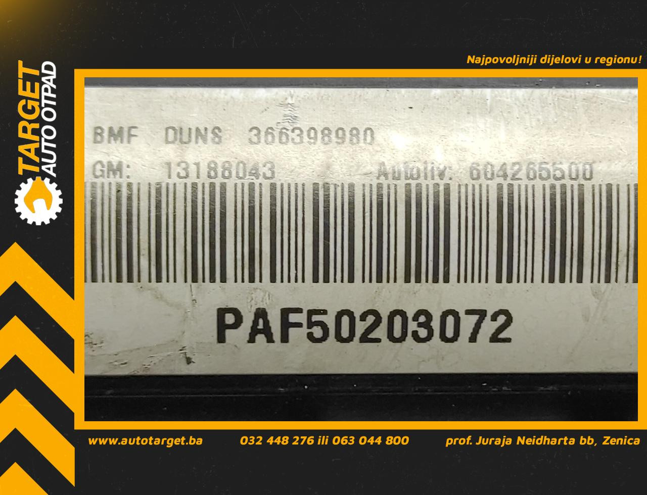 DIJELOVI AIRBAG SUVOZACA OPEL MERIVA > 03-06 13188043