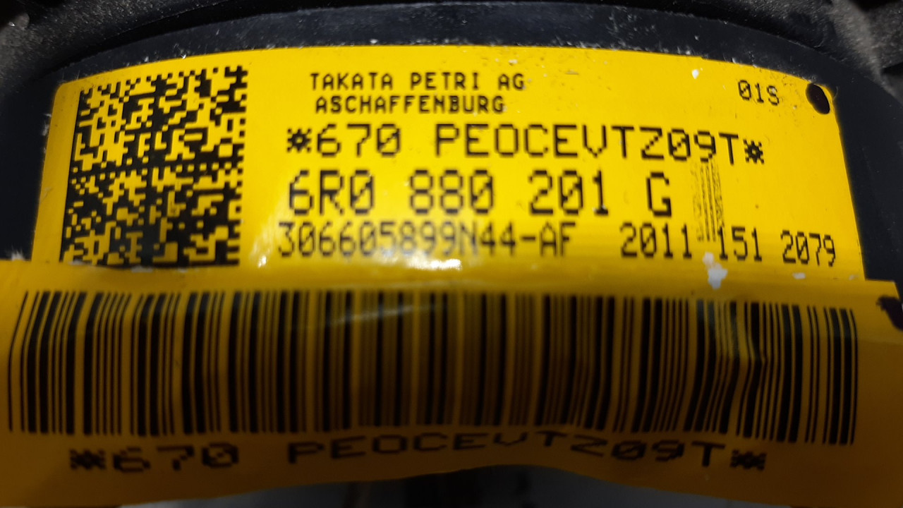 DIJELOVI AIRBAG VOLANA VW POLO > 09-14 6R0880201G